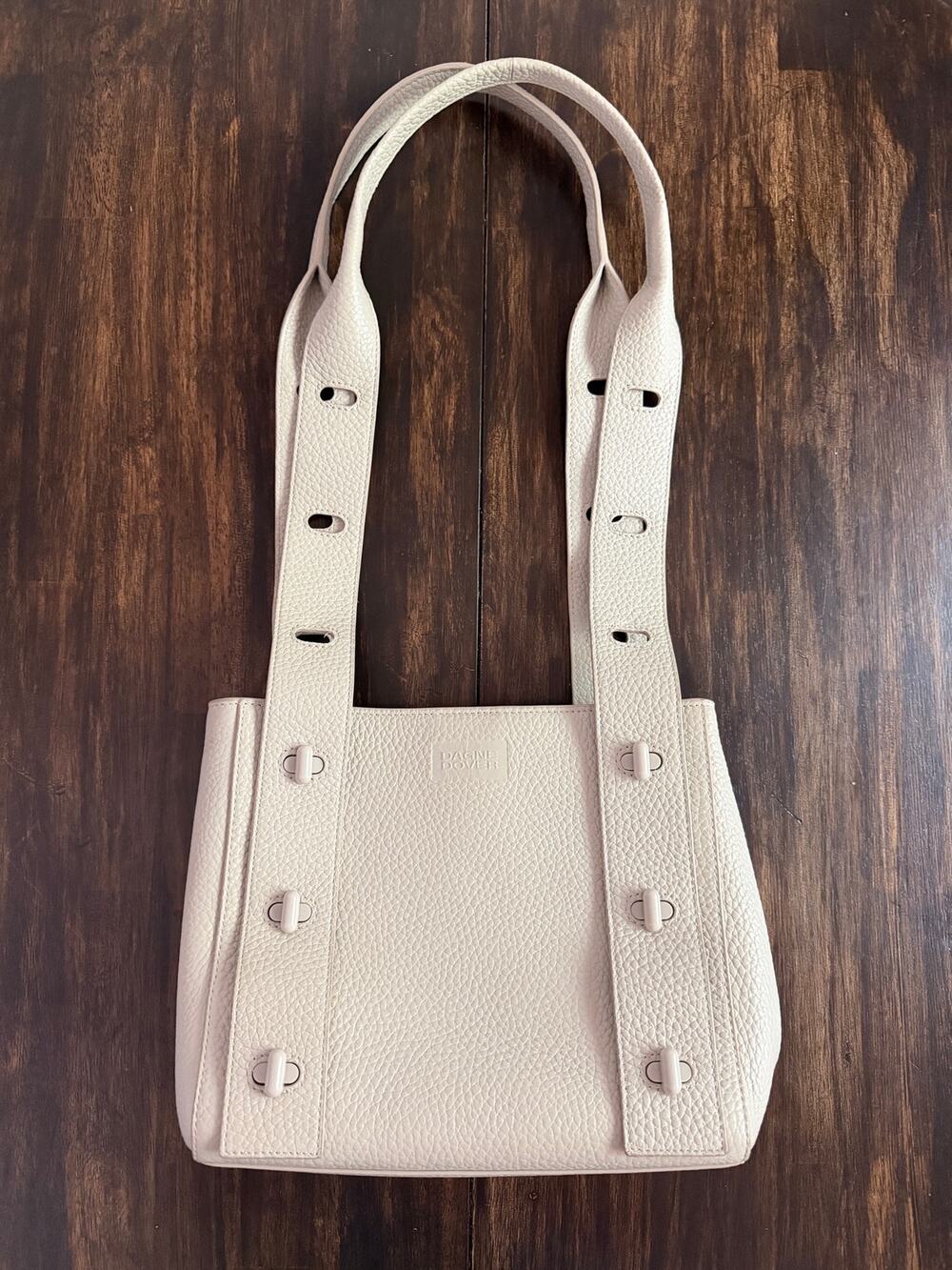 Dagne Dover silver gray tokyo toggle pebble leather tote purse bag